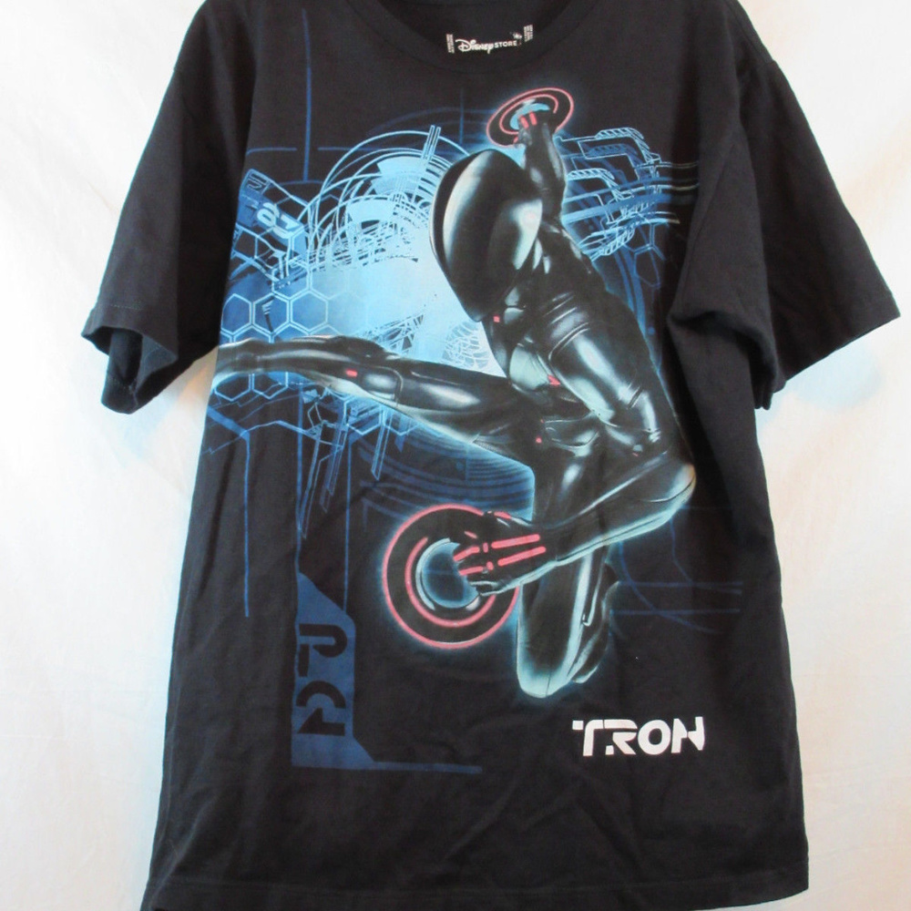 Disney Store Black Tron Movie Graphic T-Shirt Sz L